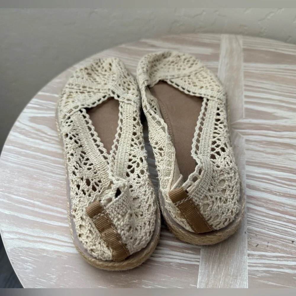Time and Tru m|Ivory Cream Crochet Espadrille flats,boho Balletcore•••Size 11